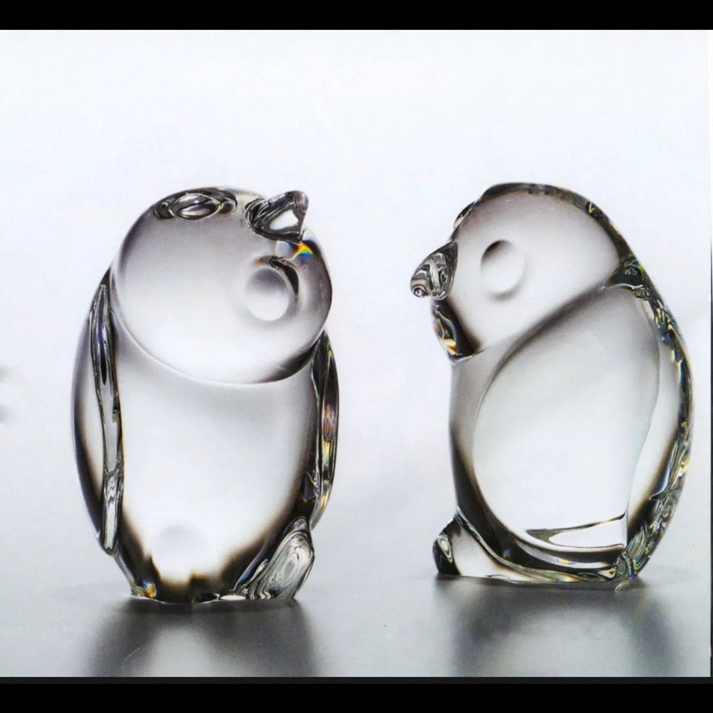 RARE Steuben Glass Owl PAIR Ornaments Prey birds eagle hawkNOT THE PAPER WEIGHTS